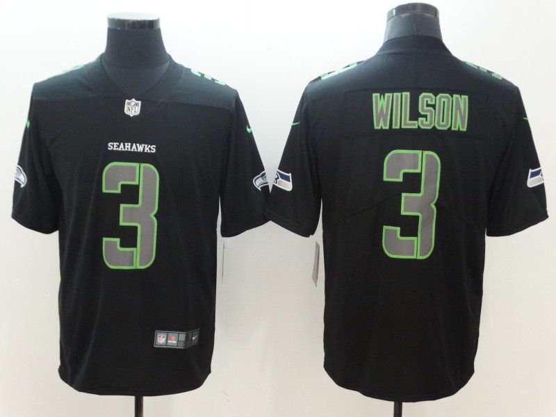 Men Seattle Seahawks #3 Wilson Nike Fashion Impact Black Color Rush Limited NFL Jerseys->seattle seahawks->NFL Jersey